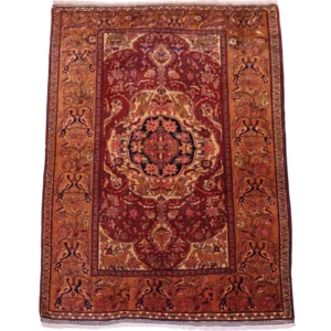 Silketeppe - afghansk silke - 154 x 115 cm - rød