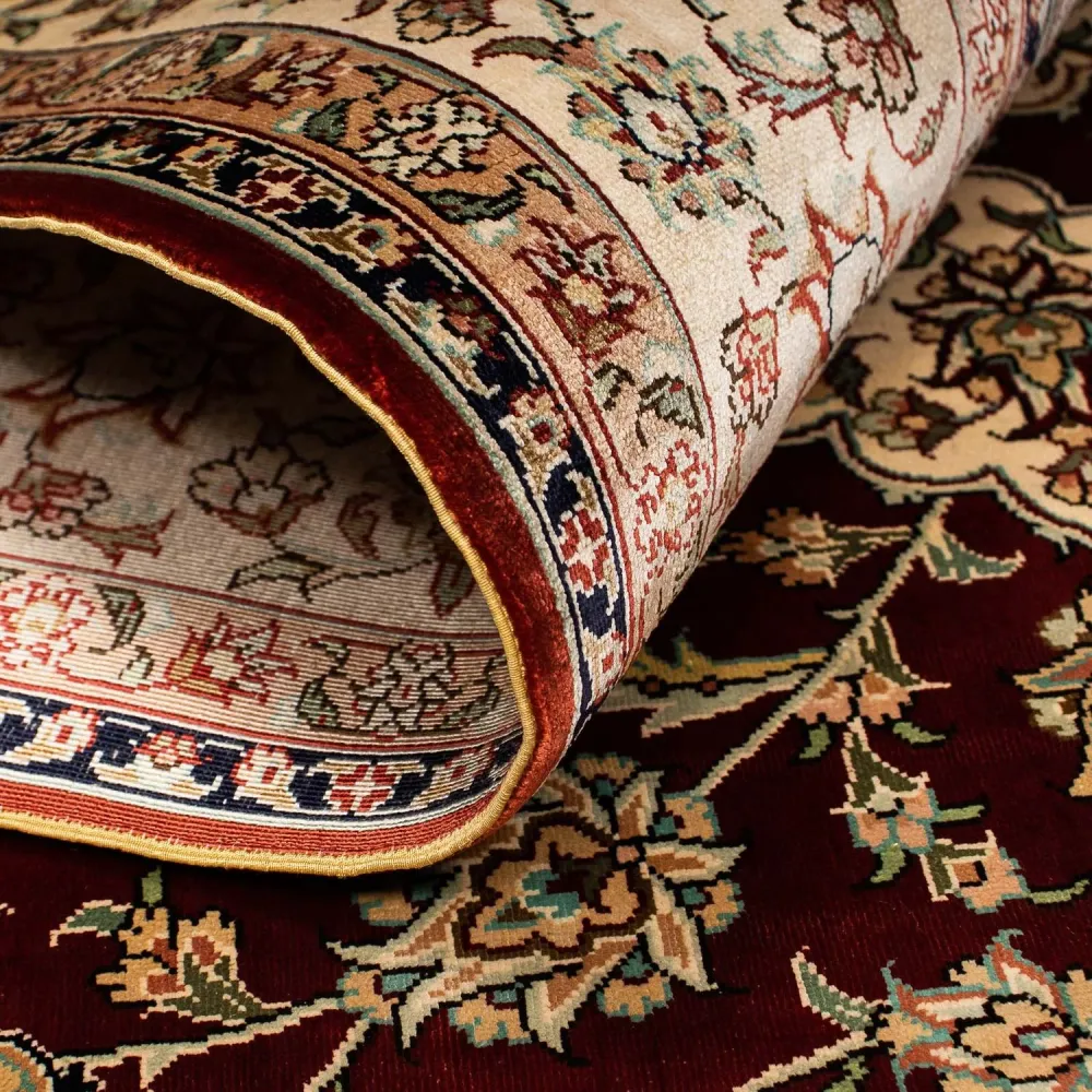 Silketeppe - Ghom Silk - Premium - 216 x 132 cm - mørkeblå