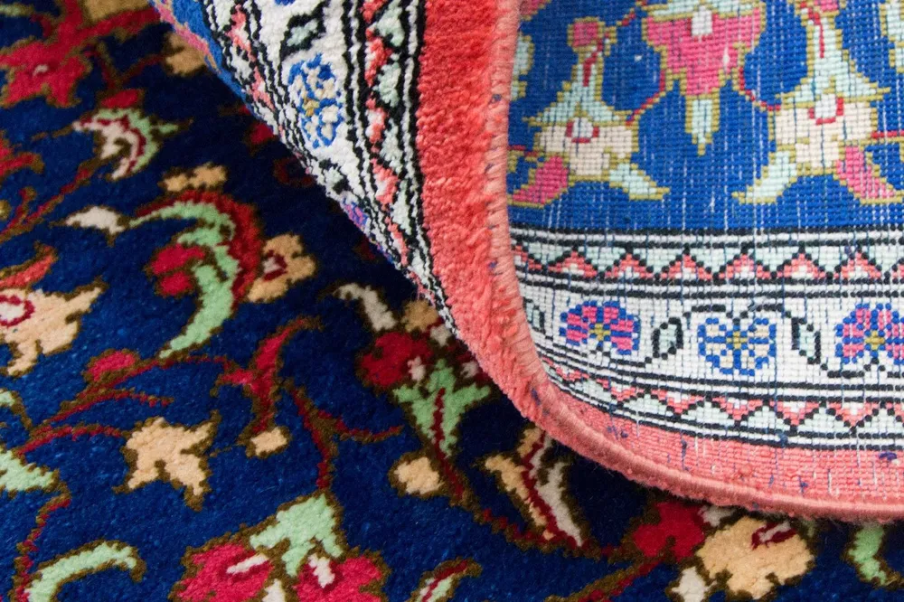 Silketeppe - Ghom Silk - Premium - 75 x 56 cm - blå