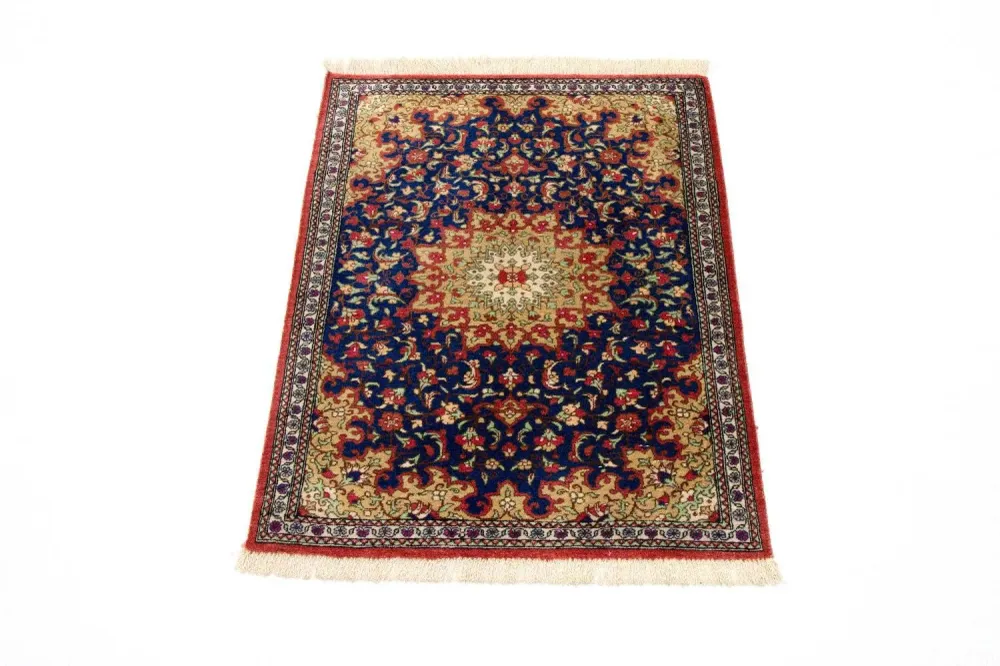 Silketeppe - Ghom Silk - Premium - 75 x 56 cm - blå