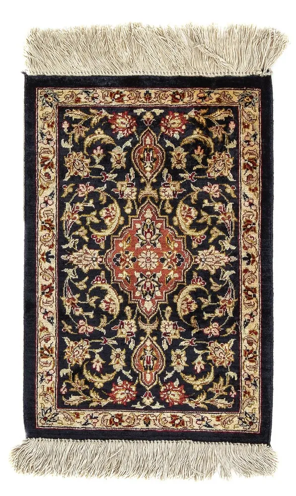 Silketeppe - Ghom Silk - Premium - 41 x 28 cm - mørkeblå
