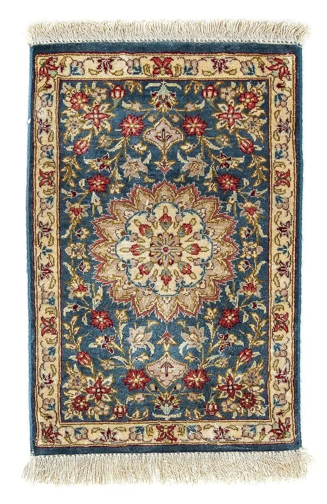 Silketeppe - Ghom Silk - Premium - 44 x 27 cm - mørkeblå