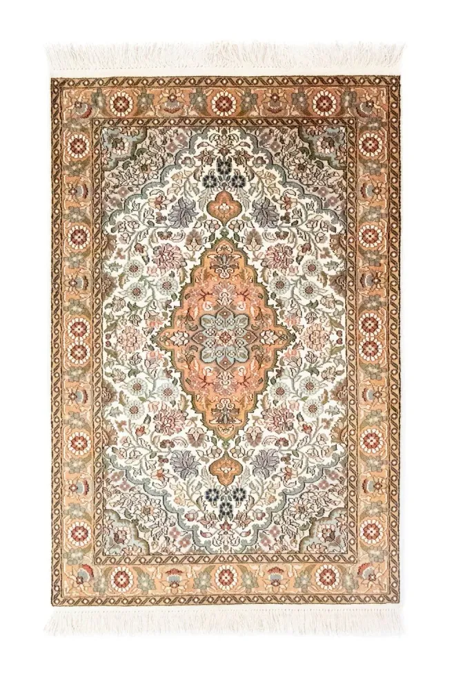 Silketeppe - Kashmir silke - 120 x 80 cm - beige