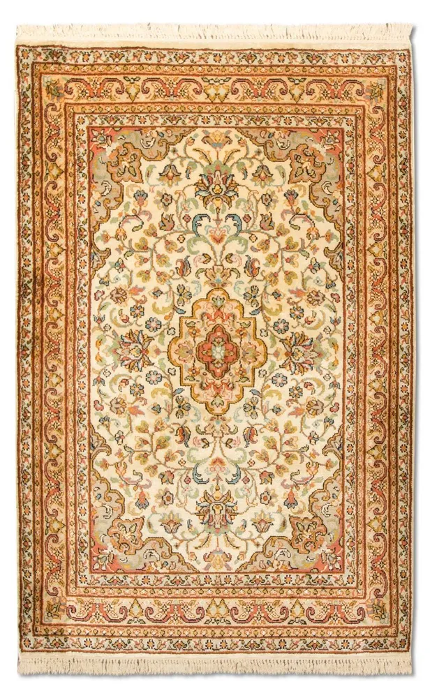 Silketeppe - Kashmir silke - 123 x 79 cm - beige