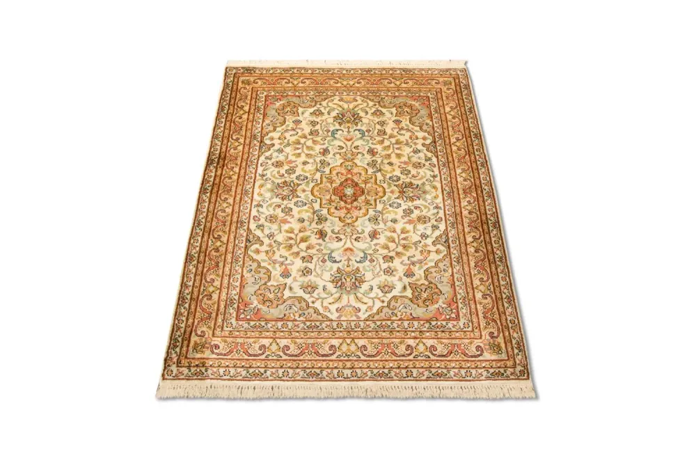 Silketeppe - Kashmir silke - 123 x 79 cm - beige