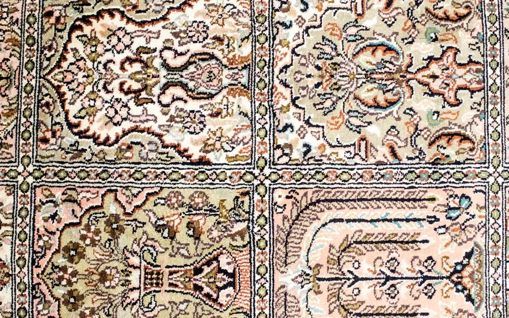 Silketeppe - Kashmir silke - 124 x 65 cm - flerfarget