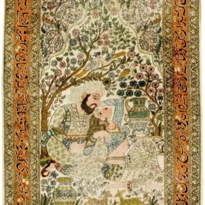 Silketeppe - Kashmir silke - 150 x 92 cm - flerfarget