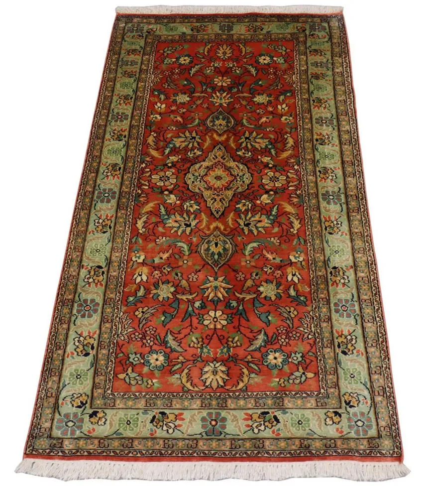 Silketeppe - Kashmir silke - 153 x 80 cm - rød