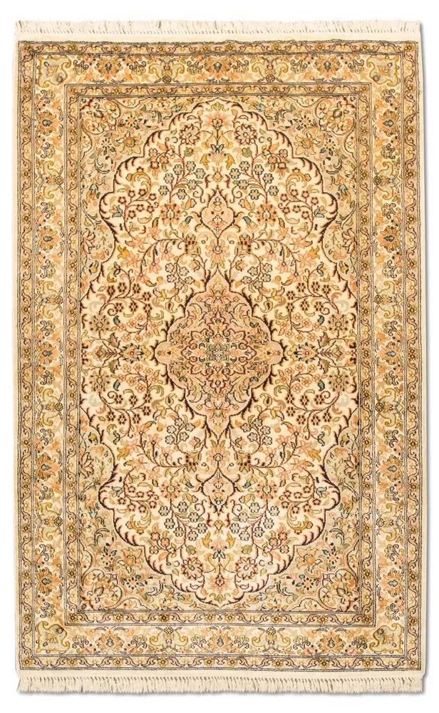 Silketeppe - Kashmir silke - 153 x 94 cm - beige