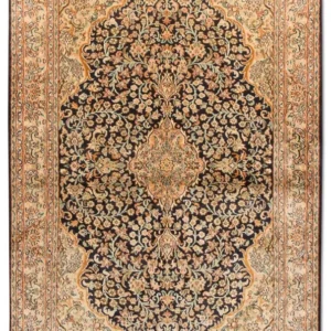 Silketeppe - Kashmir silke - 153 x 93 cm - mørkeblå
