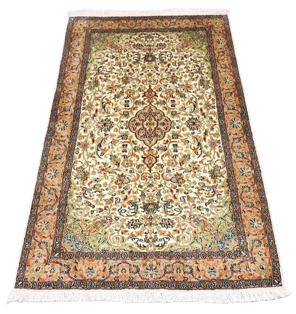 Silketeppe - Kashmir silke - 155 x 99 cm - beige