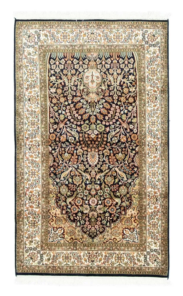 Silketeppe - Kashmir silke - 156 x 95 cm - blå