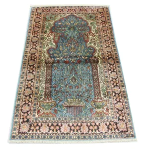 Silketeppe - Kashmir silke - 156 x 90 cm - blå