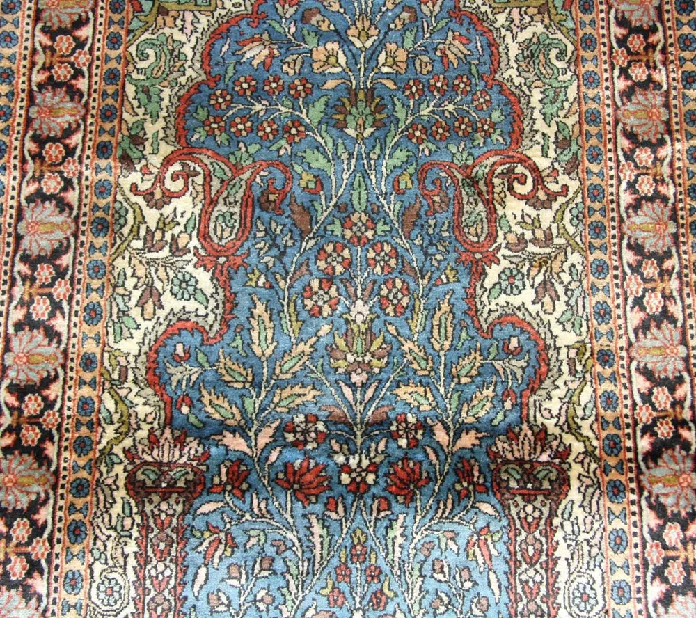 Silketeppe - Kashmir silke - 156 x 90 cm - blå