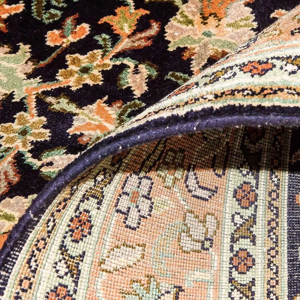 Silketeppe - Kashmir silke - 156 x 95 cm - mørkeblå