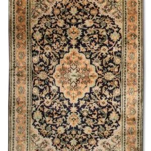 Silketeppe - Kashmir silke - 156 x 95 cm - mørkeblå