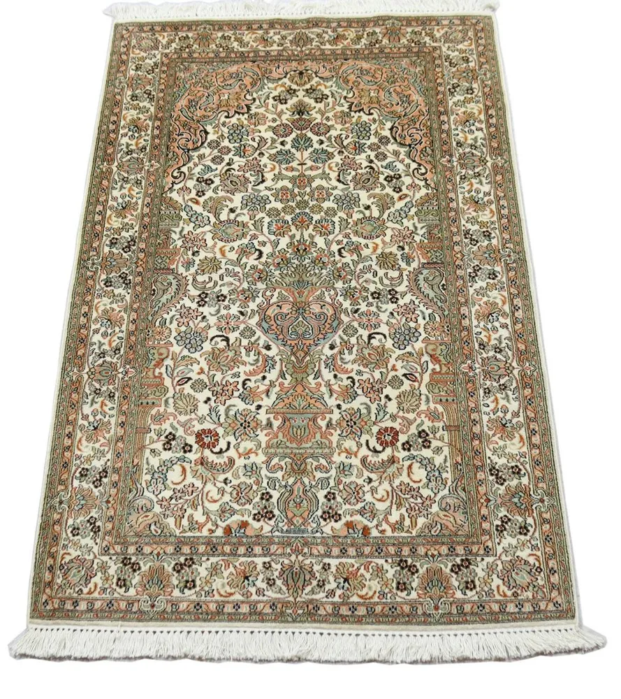Silketeppe - Kashmir silke - 158 x 96 cm - beige