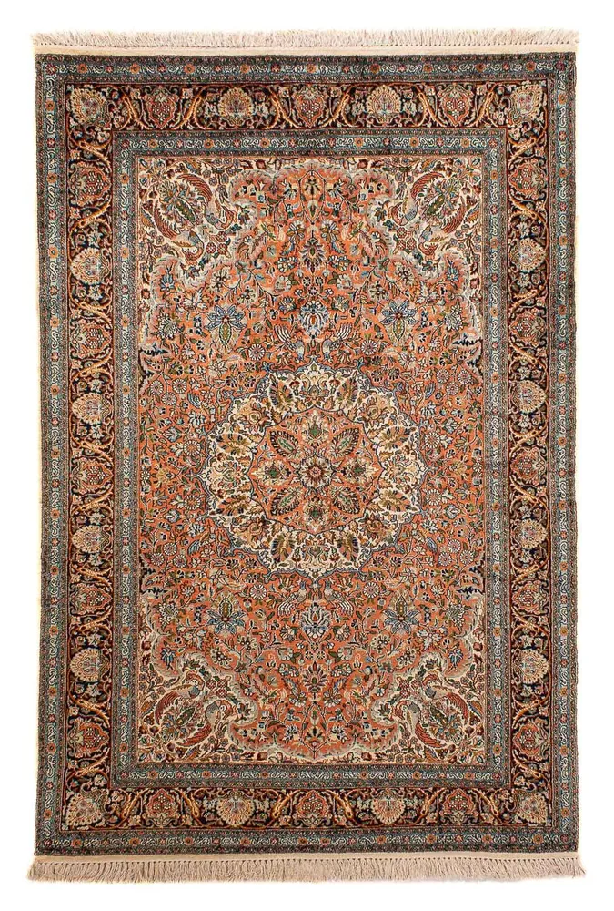 Silketeppe - Kashmir silke - 182 x 121 cm - lysebrun