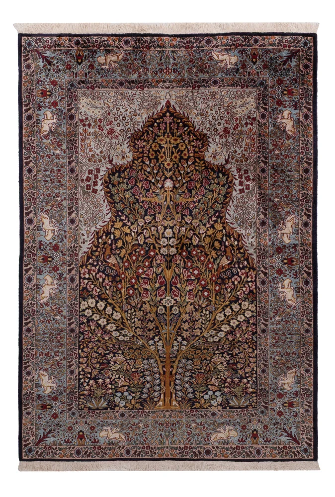 Silketeppe - Kashmir silke - 185 x 122 cm - mørk brun
