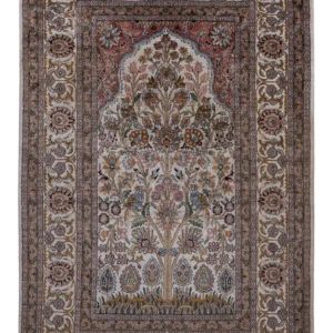 Silketeppe - Kashmir silke - 186 x 116 cm - mørk beige