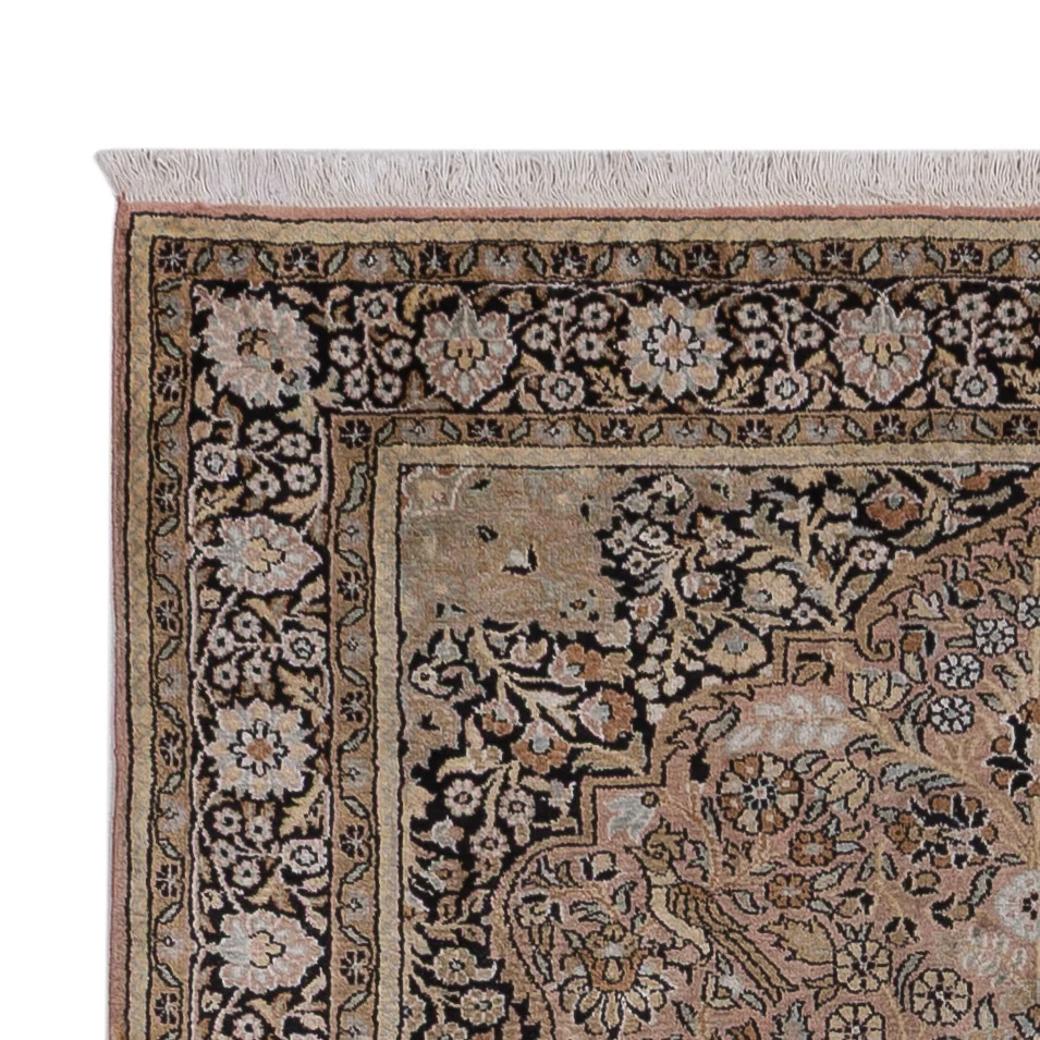 Silketeppe - Kashmir silke - 188 x 126 cm - mørk beige