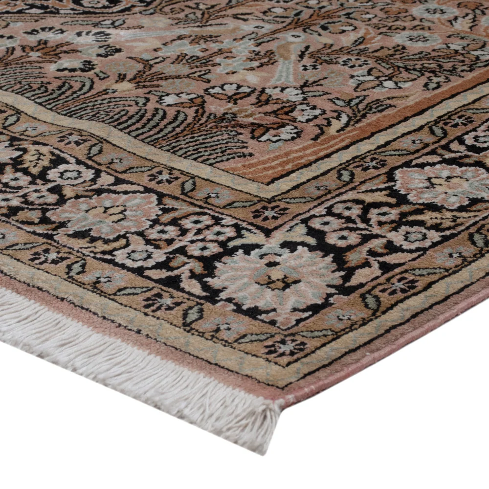 Silketeppe - Kashmir silke - 188 x 126 cm - mørk beige