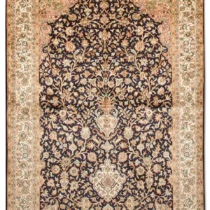 Silketeppe - Kashmir silke - 190 x 127 cm - mørkeblå