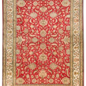 Silketeppe - Kashmir silke - 214 x 150 cm - rød