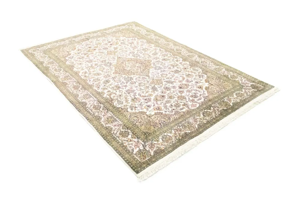 Silketeppe - Kashmir silke - 217 x 153 cm - beige