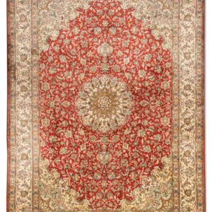 Silketeppe - Kashmir silke - 218 x 156 cm - rød