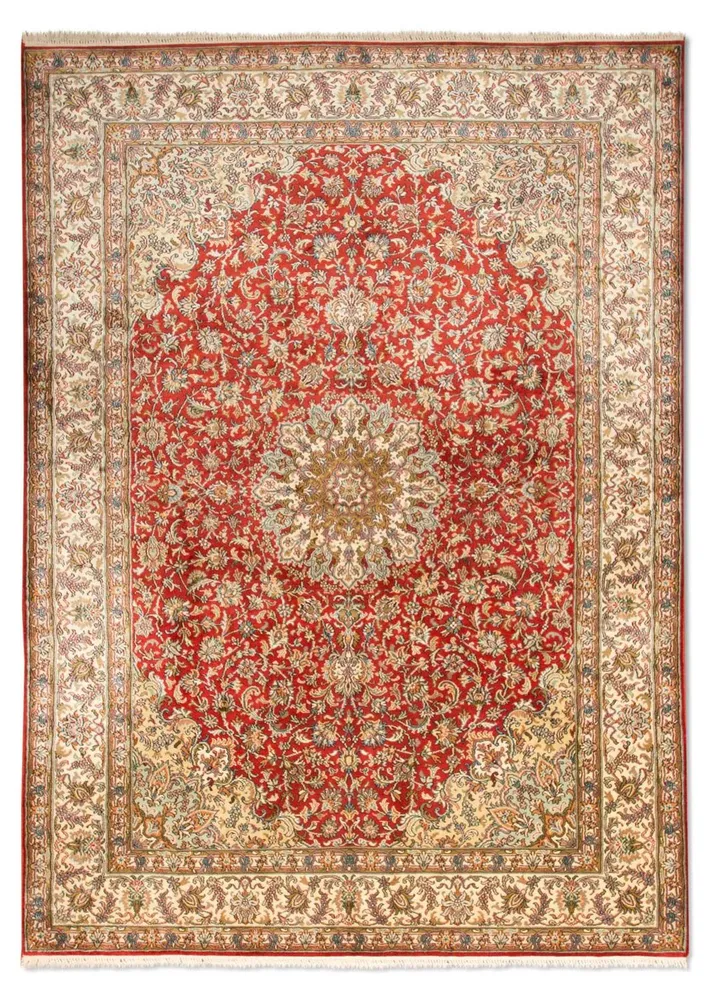 Silketeppe - Kashmir silke - 218 x 156 cm - rød