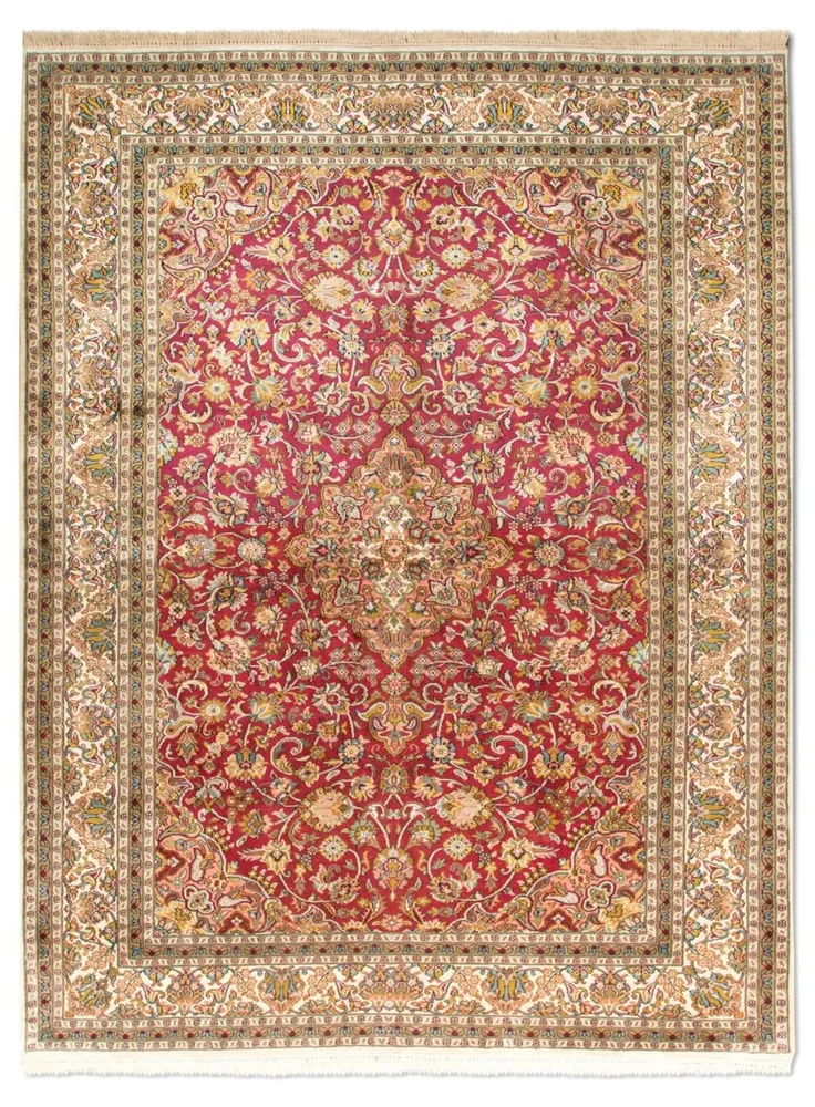 Silketeppe - Kashmir silke - 218 x 157 cm - rød