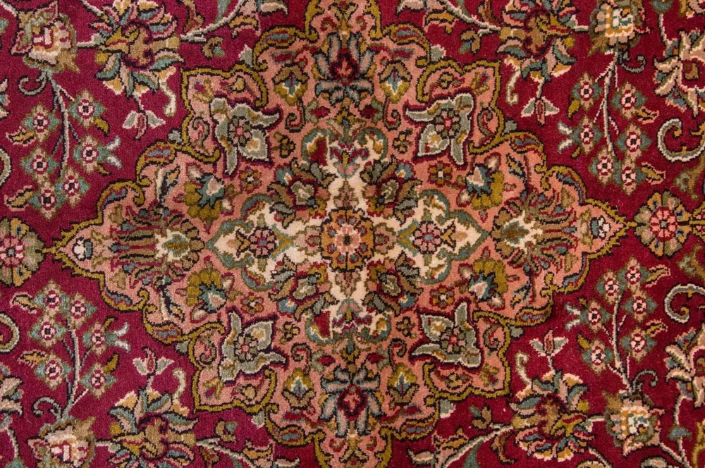 Silketeppe - Kashmir silke - 218 x 157 cm - rød