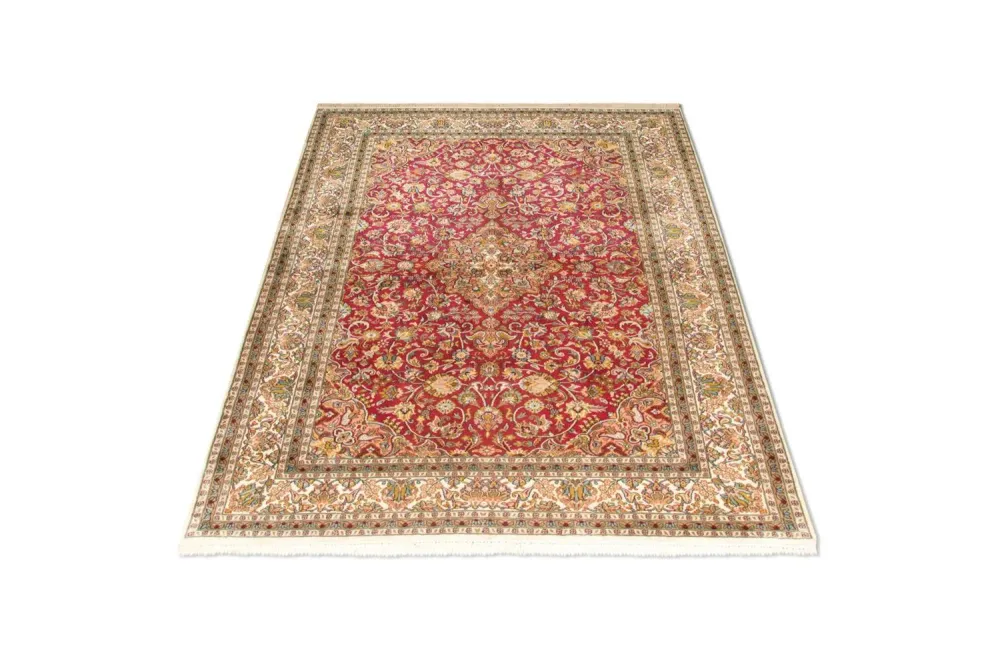 Silketeppe - Kashmir silke - 218 x 157 cm - rød