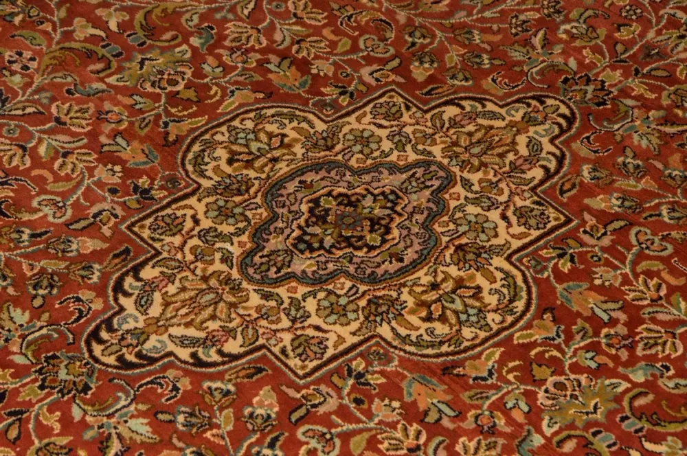 Silketeppe - Kashmir silke - 244 x 168 cm - oransje