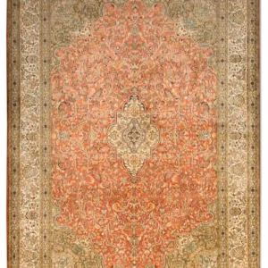 Silketeppe - Kashmir silke - 244 x 168 cm - oransje