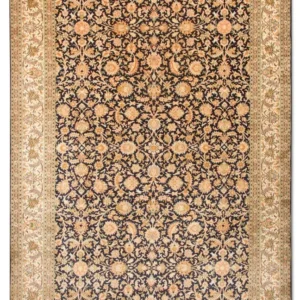 Silketeppe - Kashmir silke - 285 x 183 cm - mørkeblå