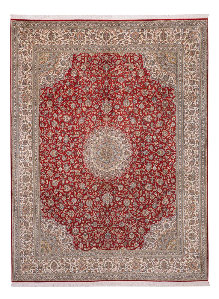 Silketeppe - Kashmir silke - 321 x 245 cm - rød