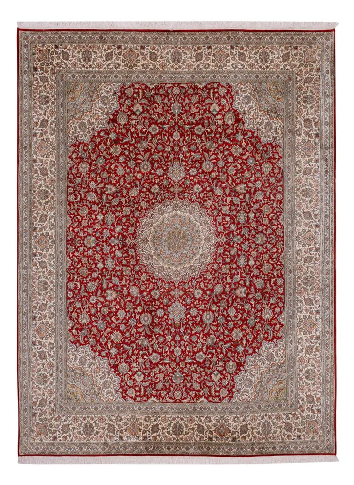 Silketeppe - Kashmir silke - 327 x 244 cm - rød