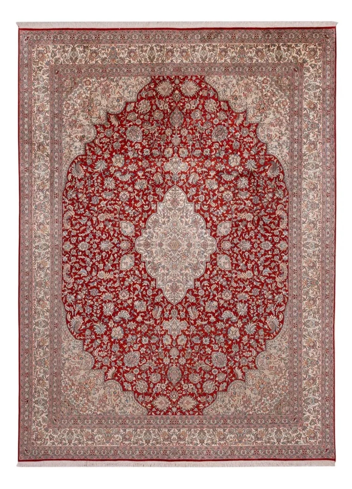 Silketeppe - Kashmir silke - 332 x 245 cm - rød