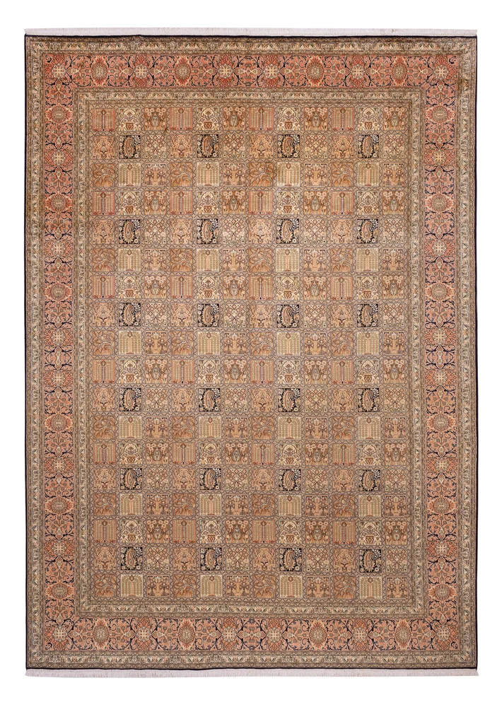 Silketeppe - Kashmir silke - 344 x 245 cm - mørk beige