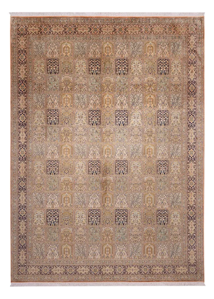 Silketeppe - Kashmir silke - 378 x 273 cm - mørk beige