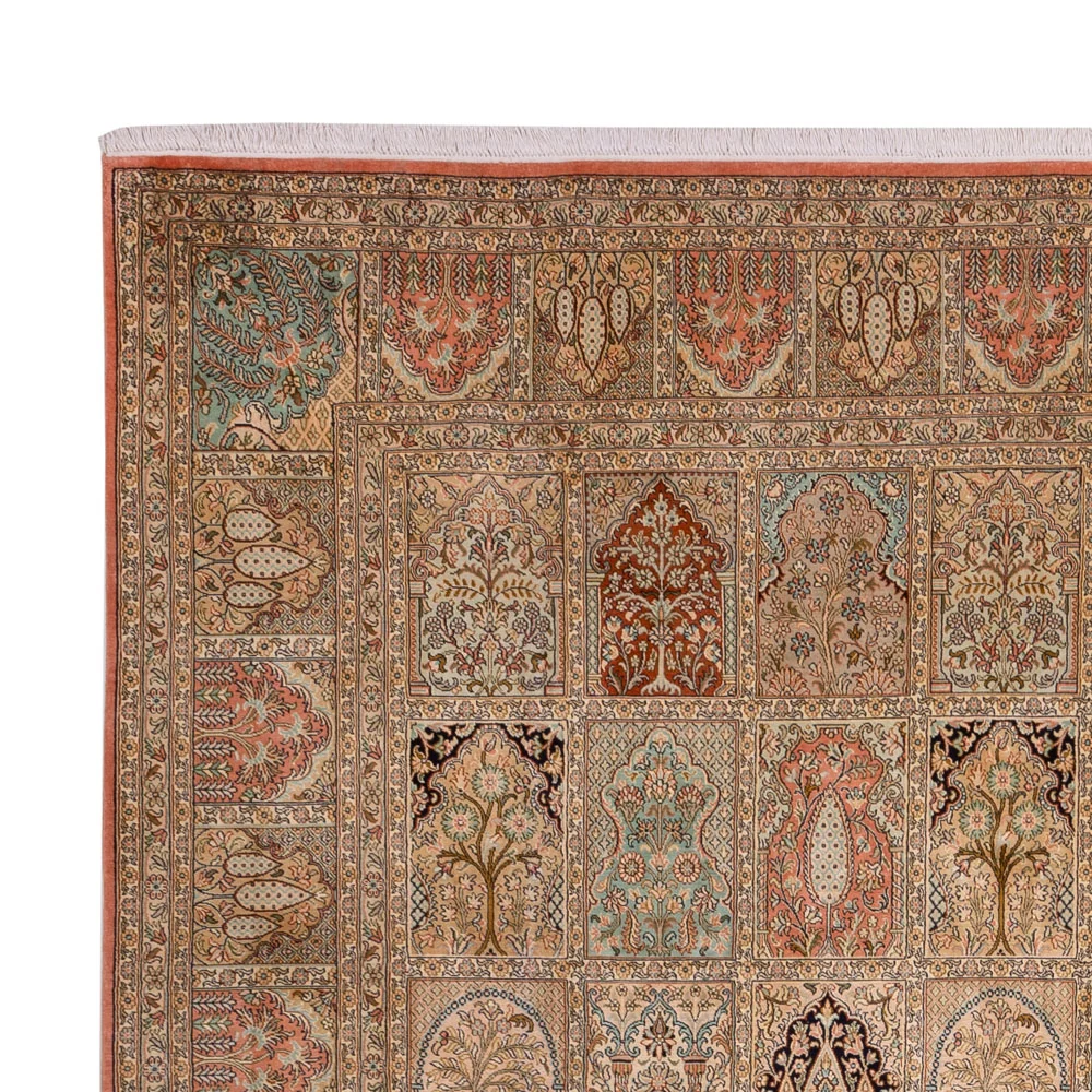 Silketeppe - Kashmir silke - 381 x 273 cm - mørk beige