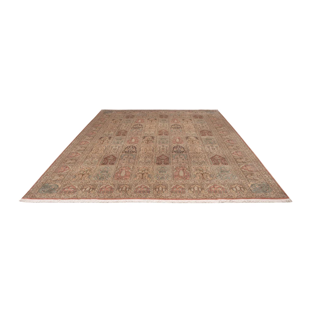 Silketeppe - Kashmir silke - 381 x 273 cm - mørk beige