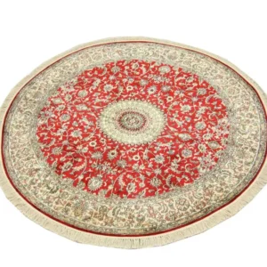 Silketeppe - Kashmir silke rundt - 183 x 183 cm - rød
