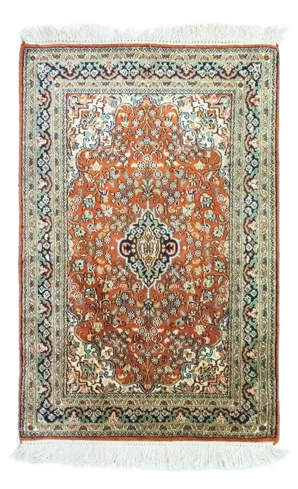 Silketeppe - Kashmir silke - 94 x 63 cm - rust
