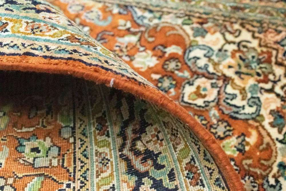 Silketeppe - Kashmir silke - 94 x 63 cm - rust
