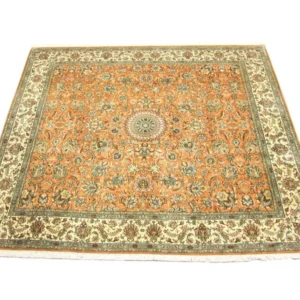 Silketeppe - Kashmir silke square - 216 x 211 cm - oransje