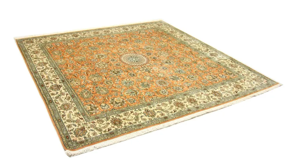 Silketeppe - Kashmir silke square - 216 x 211 cm - oransje