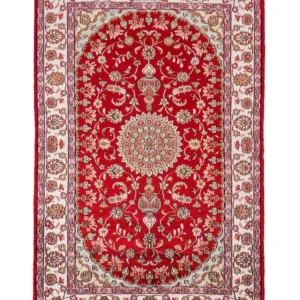 Silketeppe - Kina silke - 119 x 76 cm - rød